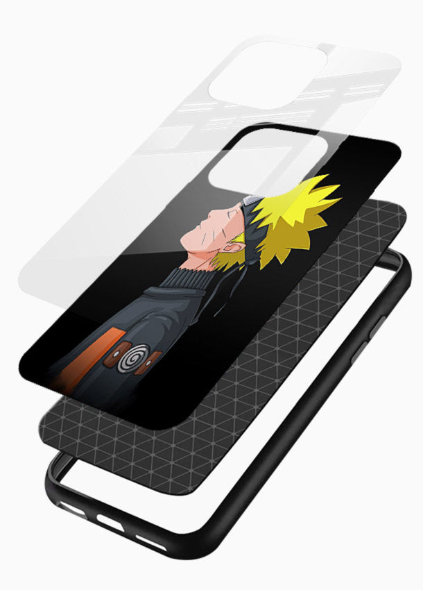 naruto side profile minimal anime art glossy vibrant premium glass cover ninja themed case - Angle Layers