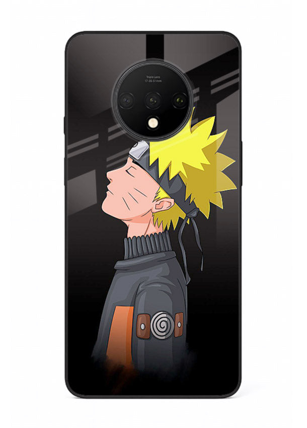 naruto side profile minimal anime art OnePlus 7T glass cover ninja themed case