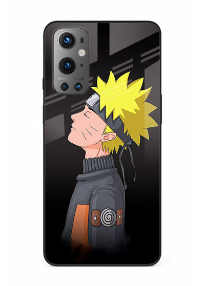 naruto side profile minimal anime art OnePlus 9 glass cover ninja themed case