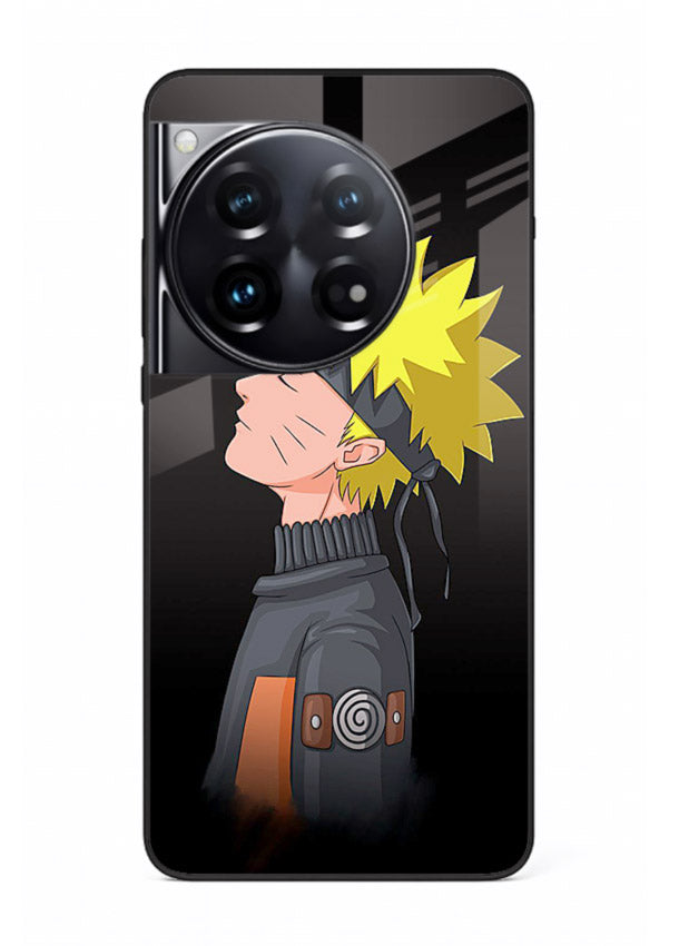 naruto side profile minimal anime art OnePlus 12 glass cover ninja themed case