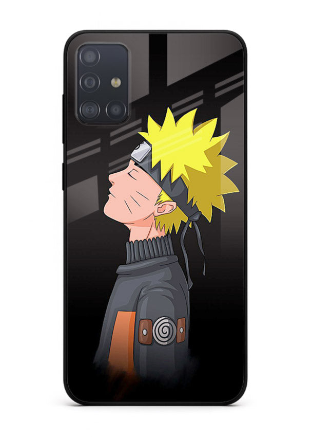 naruto side profile minimal anime art Samsung A51 glass cover ninja themed case