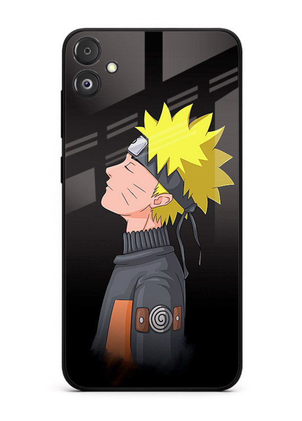 naruto side profile minimal anime art Samsung F04 5G glass cover ninja themed case