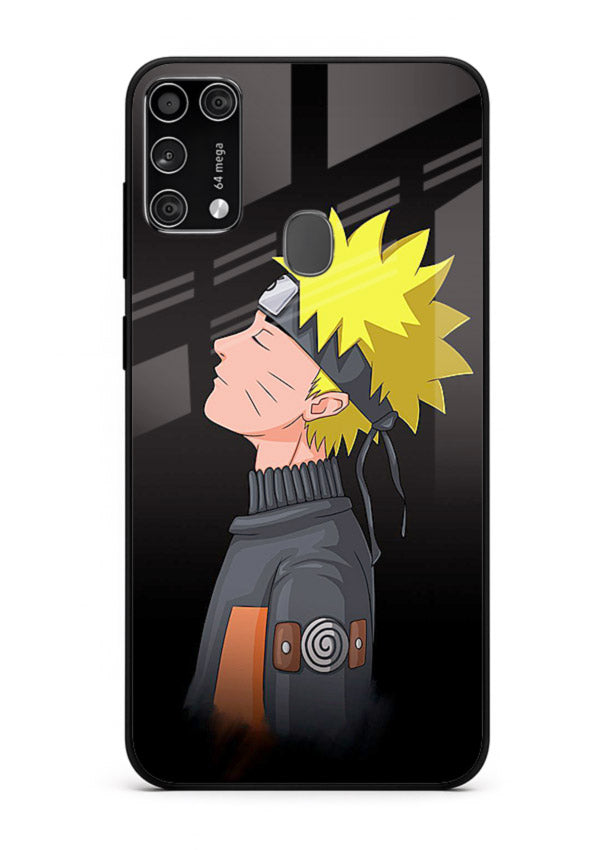 naruto side profile minimal anime art Samsung M31 Prime glass cover ninja themed case