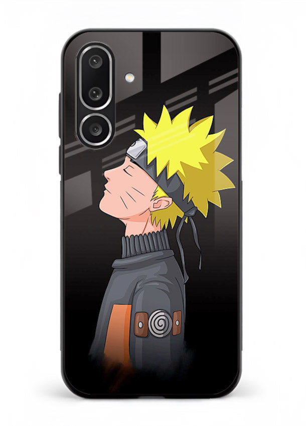 naruto side profile minimal anime art Samsung M56 5G glass cover ninja themed case