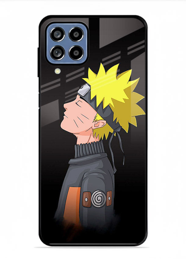 naruto side profile minimal anime art Samsung F62 glass cover ninja themed case
