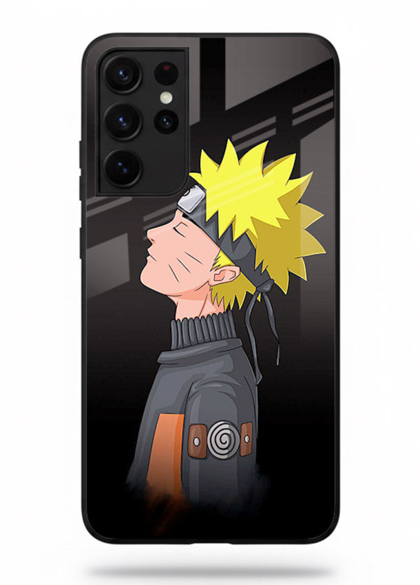 naruto side profile minimal anime art Samsung S21 Ultra glass cover ninja themed case
