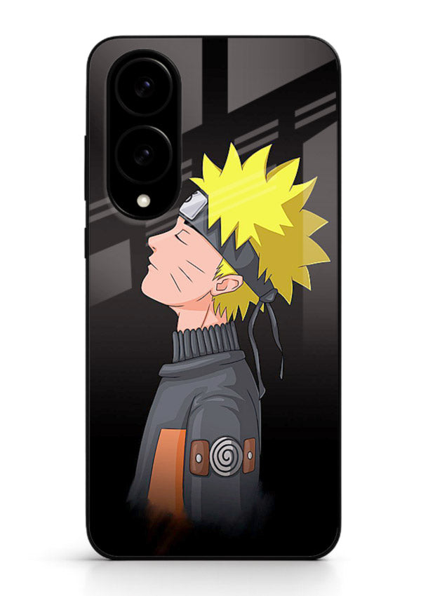 naruto side profile minimal anime art Samsung S25 Edge glass cover ninja themed case