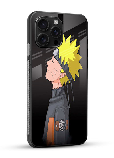 naruto side profile minimal anime art glossy vibrant premium glass cover ninja themed case - Angle Side