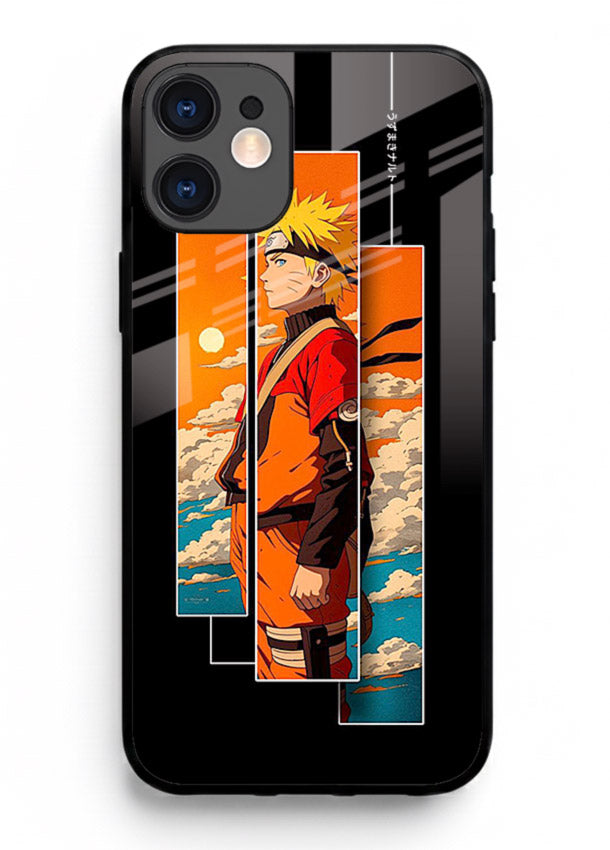 naruto sunset pose orange anime art iphone 12 mini glass cover dramatic ninja case