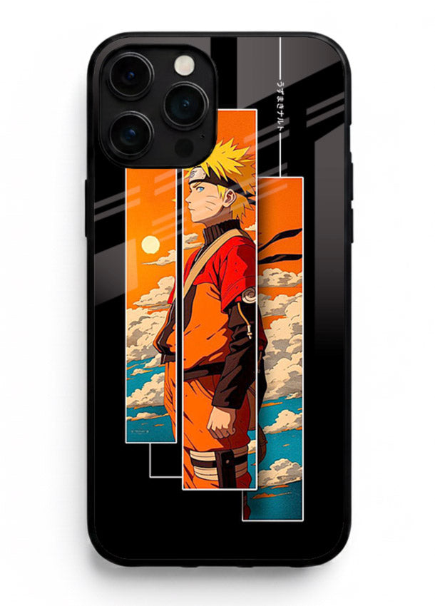 naruto sunset pose orange anime art iphone 16 pro max glass cover dramatic ninja case