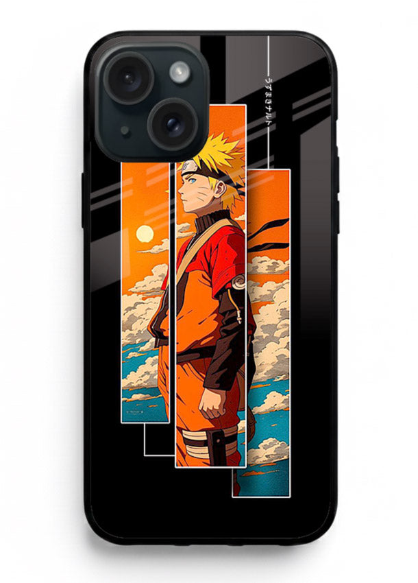 naruto sunset pose orange anime art iphone 13 mini glass cover dramatic ninja case
