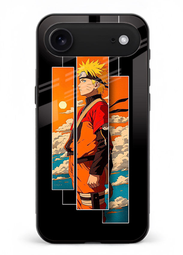 naruto sunset pose orange anime art iphone 17 air glass cover dramatic ninja case