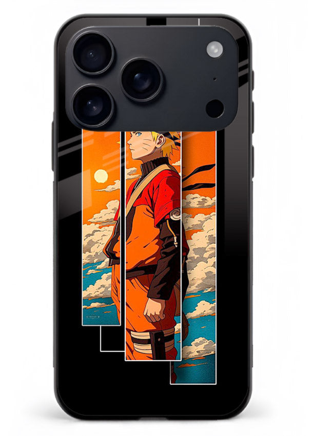naruto sunset pose orange anime art iphone 18 pro max glass cover dramatic ninja case