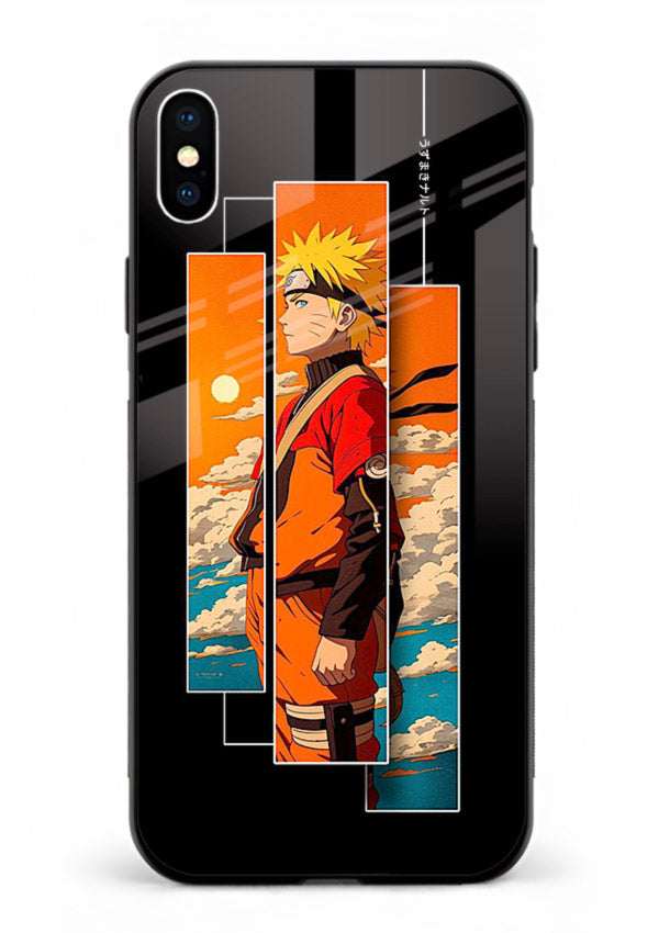 naruto sunset pose orange anime art iphone xs max glass cover dramatic ninja case