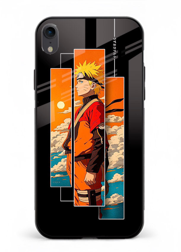 naruto sunset pose orange anime art iphone xr glass cover dramatic ninja case