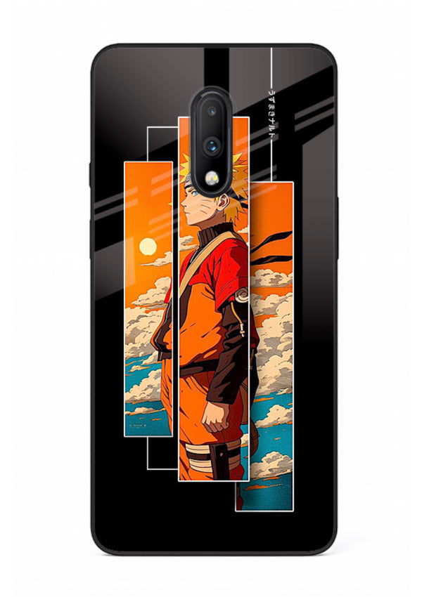 naruto sunset pose orange anime art OnePlus 7 glass cover dramatic ninja case