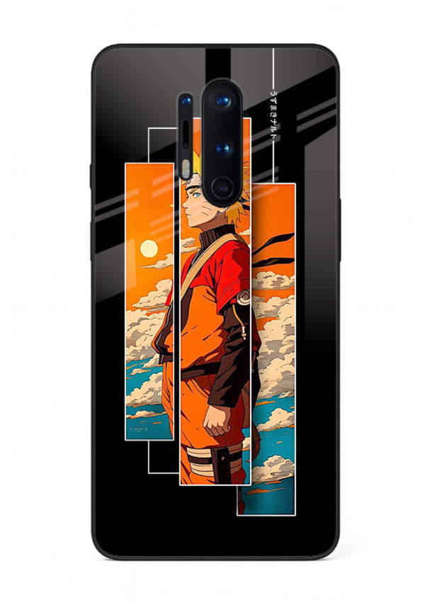 naruto sunset pose orange anime art OnePlus 8 Pro glass cover dramatic ninja case