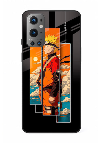 naruto sunset pose orange anime art OnePlus 9 glass cover dramatic ninja case