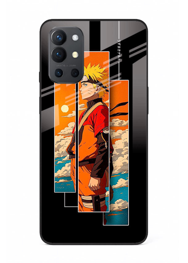 naruto sunset pose orange anime art OnePlus 9R glass cover dramatic ninja case