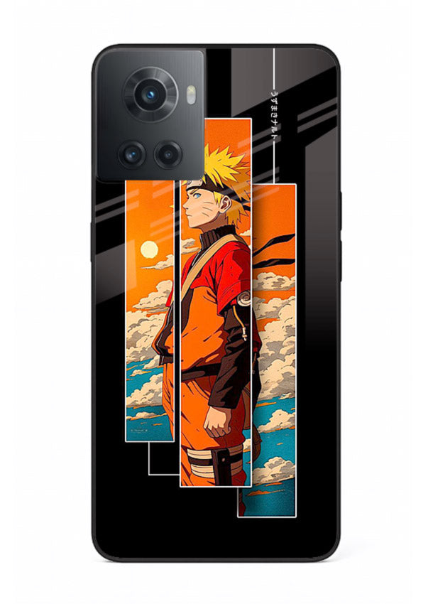 naruto sunset pose orange anime art OnePlus 10R glass cover dramatic ninja case