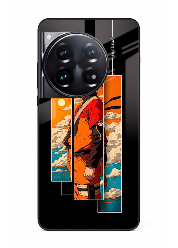 naruto sunset pose orange anime art OnePlus 12 glass cover dramatic ninja case
