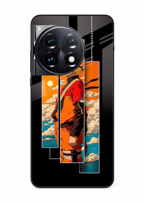 naruto sunset pose orange anime art OnePlus 12R glass cover dramatic ninja case
