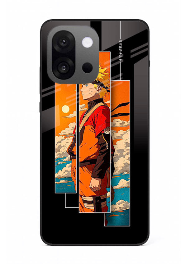 naruto sunset pose orange anime art OnePlus 13s glass cover dramatic ninja case