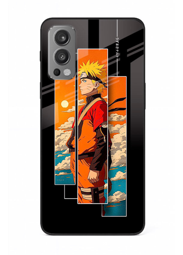 naruto sunset pose orange anime art OnePlus Nord 2 glass cover dramatic ninja case