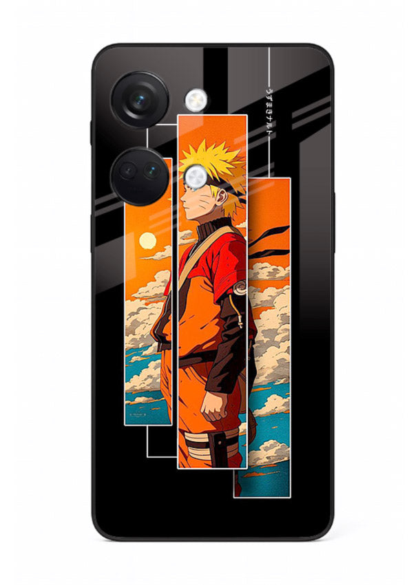 naruto sunset pose orange anime art OnePlus Nord 3 glass cover dramatic ninja case