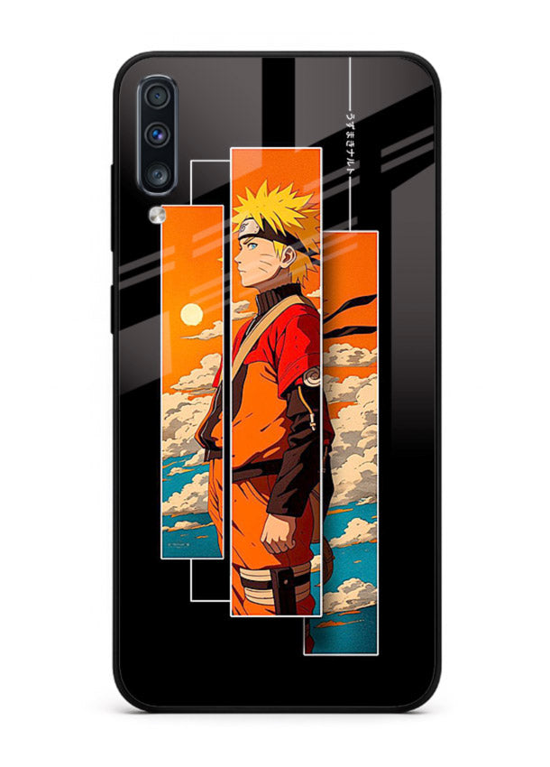 naruto sunset pose orange anime art Samsung A70 glass cover dramatic ninja case