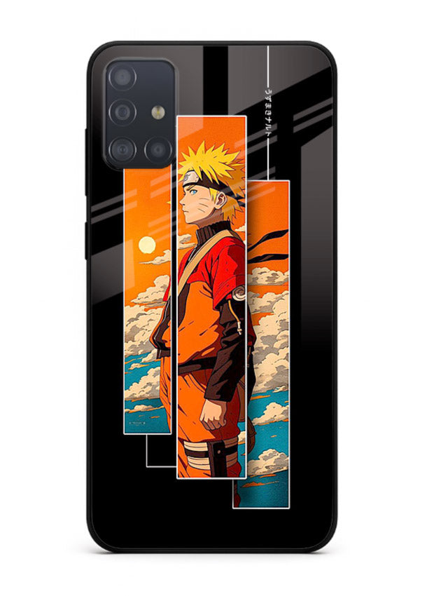 naruto sunset pose orange anime art Samsung A51 glass cover dramatic ninja case