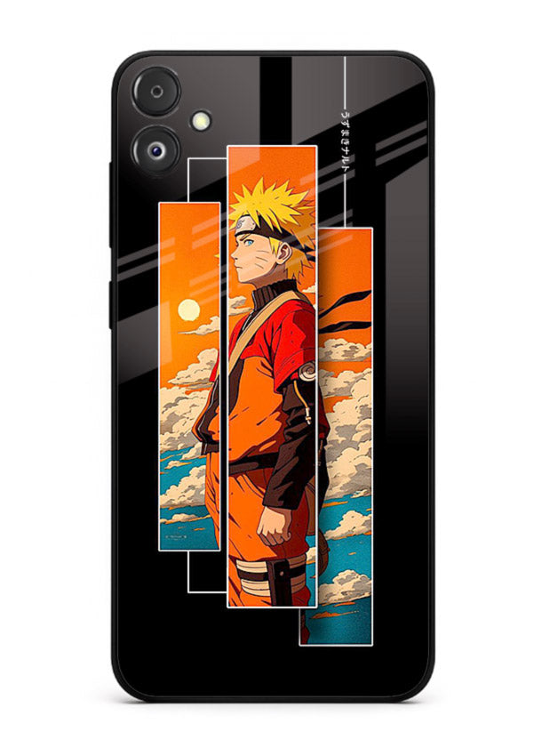 naruto sunset pose orange anime art Samsung F14 5G glass cover dramatic ninja case