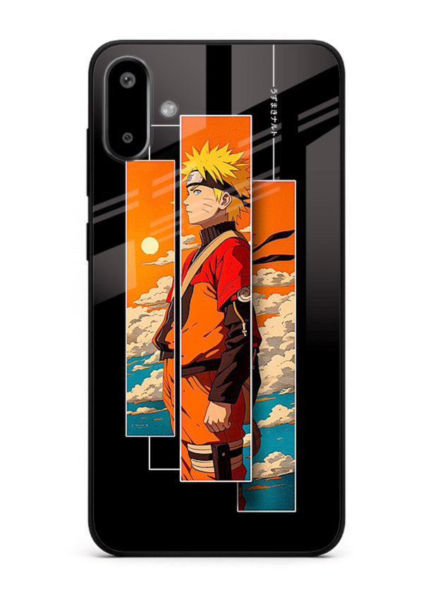 naruto sunset pose orange anime art Samsung F06 5G glass cover dramatic ninja case
