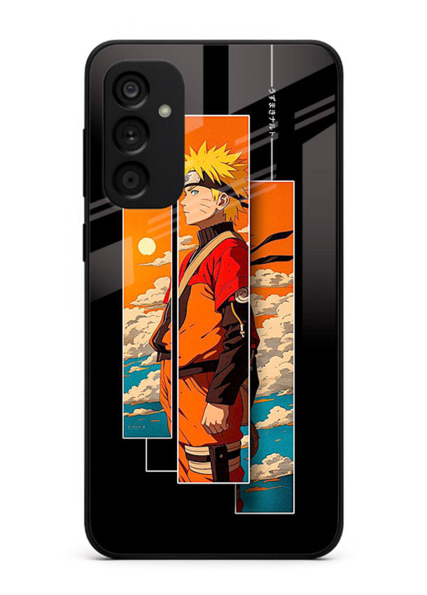naruto sunset pose orange anime art Samsung F34 5G glass cover dramatic ninja case