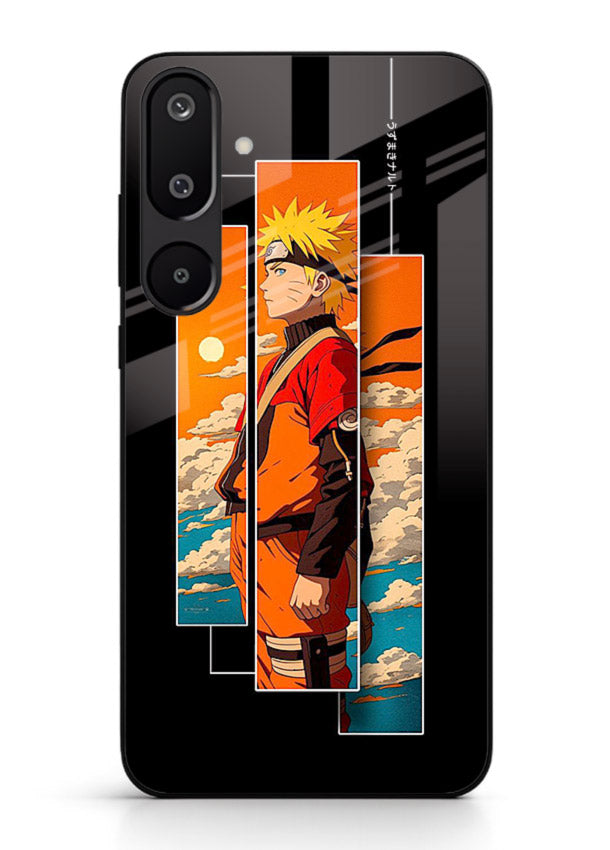 naruto sunset pose orange anime art Samsung F16 5G glass cover dramatic ninja case