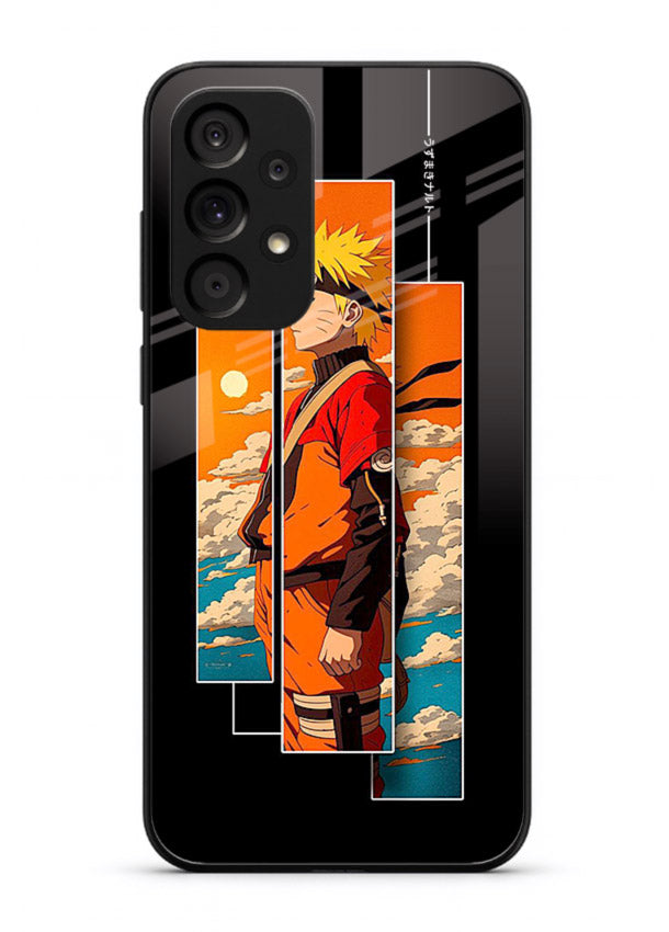 naruto sunset pose orange anime art Samsung M32 5G glass cover dramatic ninja case