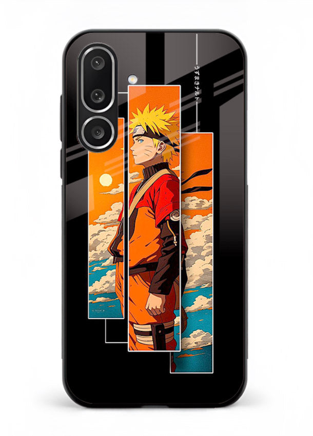 naruto sunset pose orange anime art Samsung M56 5G glass cover dramatic ninja case