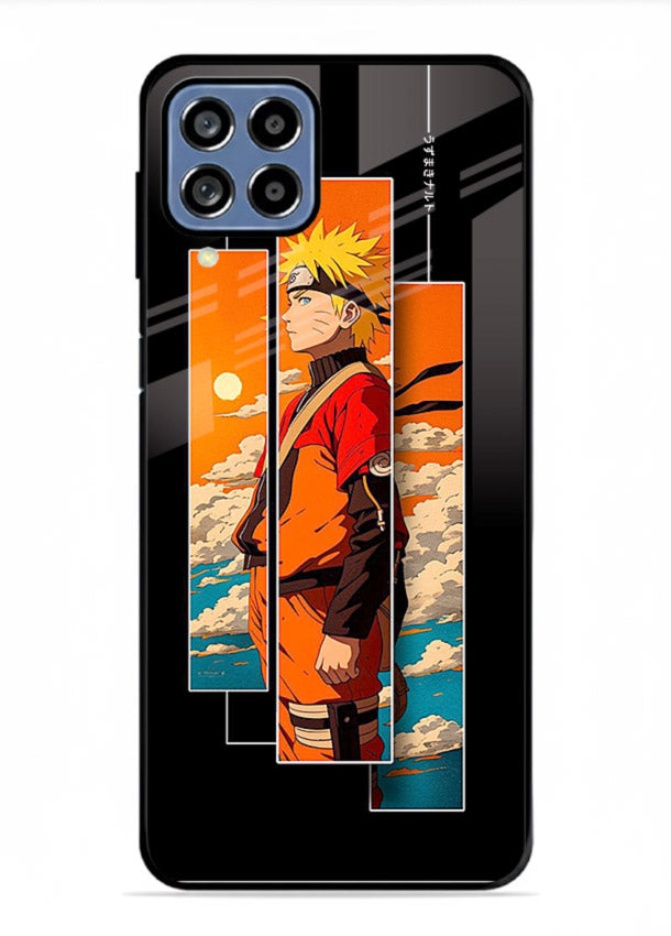 naruto sunset pose orange anime art Samsung M53 5G glass cover dramatic ninja case