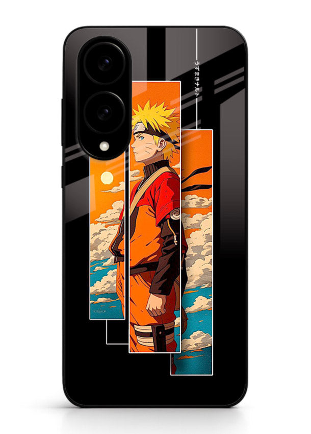 naruto sunset pose orange anime art Samsung S25 Edge glass cover dramatic ninja case