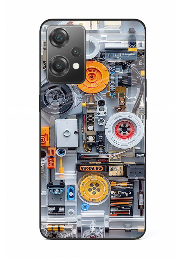 Industrial gears and circuit panel with orange accents for OnePlus Nord CE2 Lite 5G Back Cover