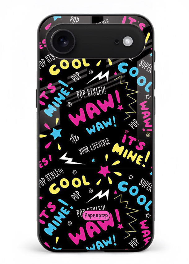 Neon Black Doodles neon artwork iphone 18 air glass back cover