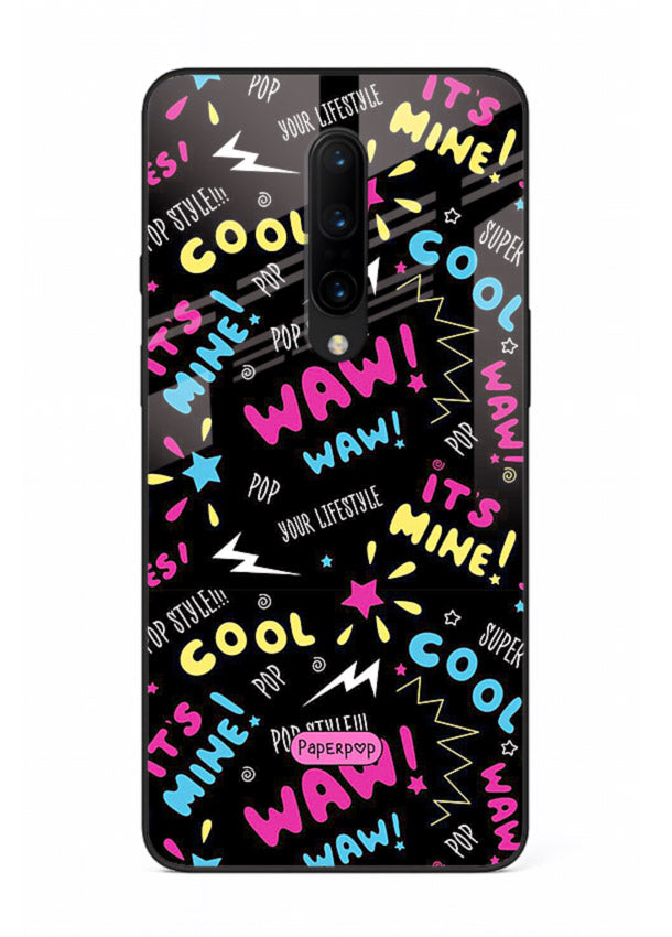 Neon Black Doodles neon artwork OnePlus 8 glass back cover