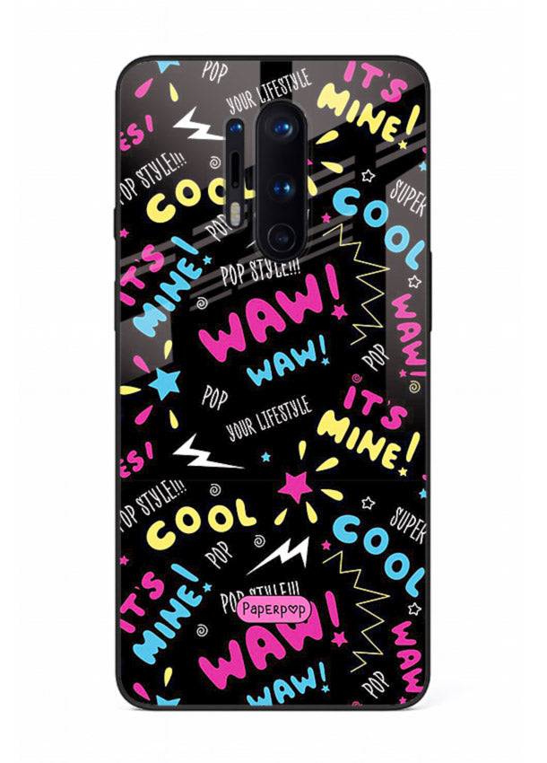 Neon Black Doodles neon artwork OnePlus 8 Pro glass back cover