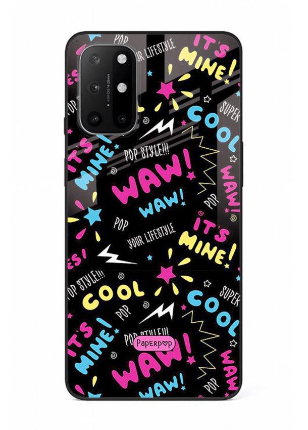 Neon Black Doodles neon artwork OnePlus 8T glass back cover
