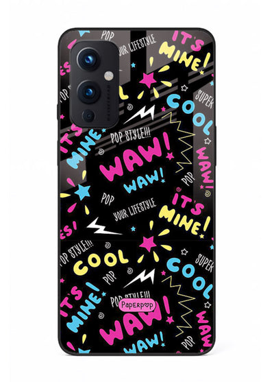 Neon Black Doodles neon artwork OnePlus 9 Pro glass back cover