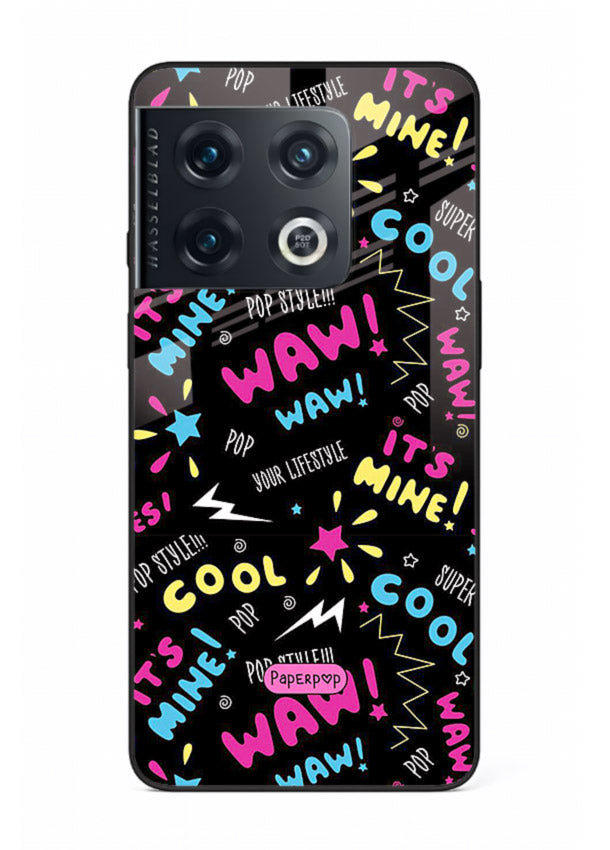 Neon Black Doodles neon artwork OnePlus 10 Pro glass back cover