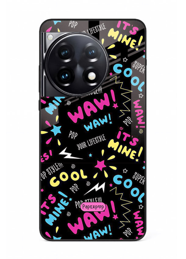 Neon Black Doodles neon artwork OnePlus 12R glass back cover