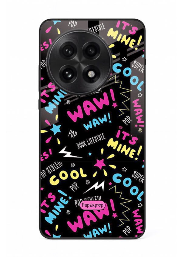 Neon Black Doodles neon artwork OnePlus 13R glass back cover