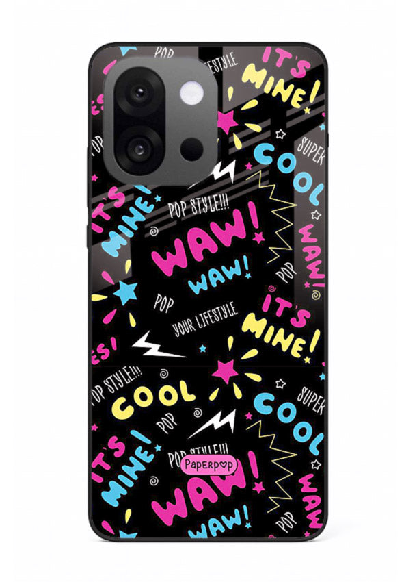 Neon Black Doodles neon artwork OnePlus 13s glass back cover