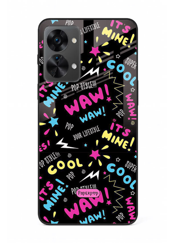 Neon Black Doodles neon artwork OnePlus Nord 2T glass back cover